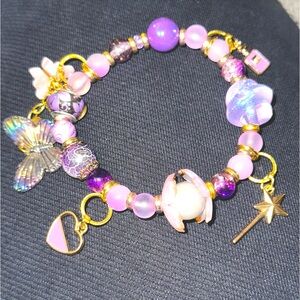 Purple butterfly charm bracelet